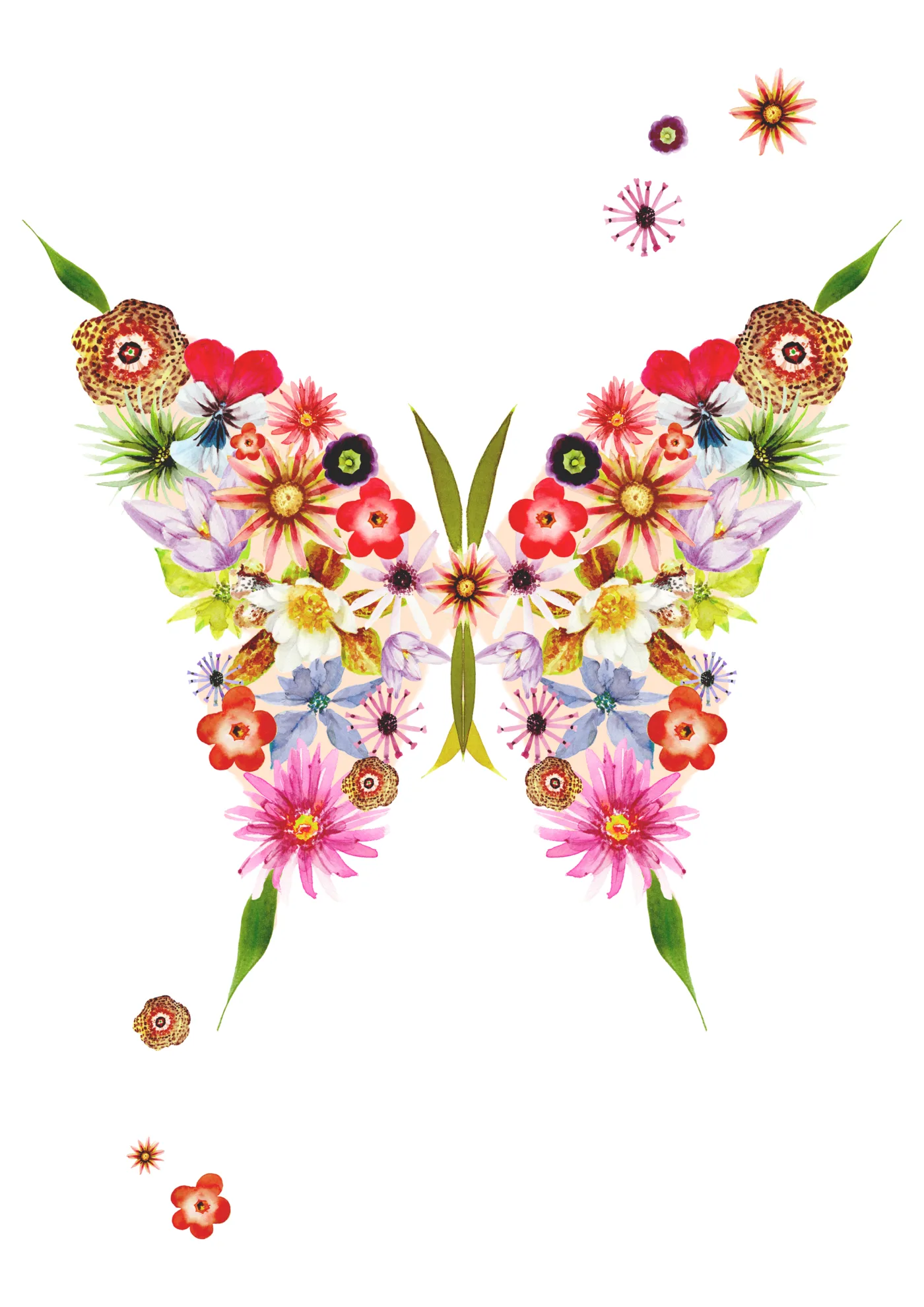 Floral Butterfly, watercolor art print