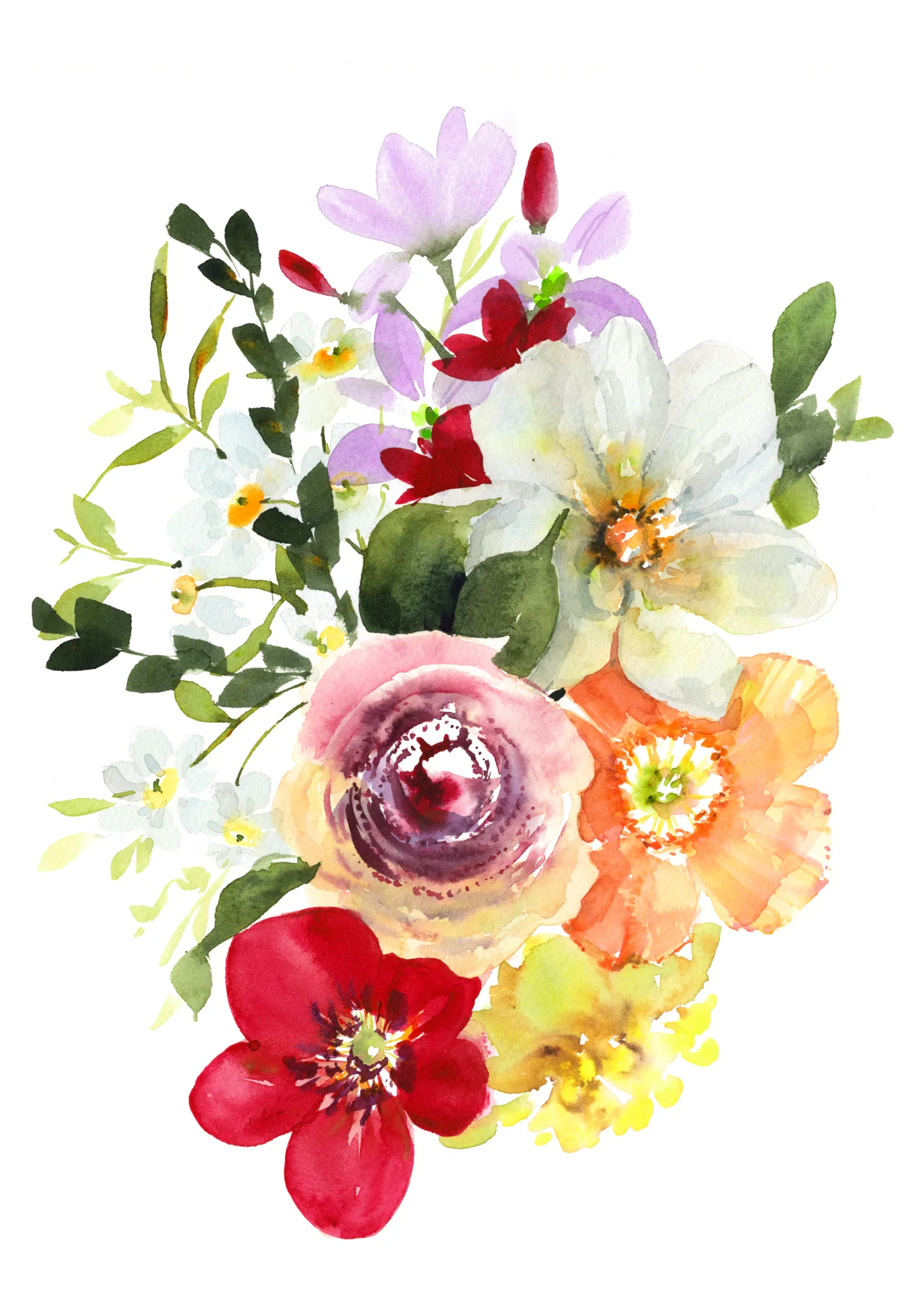Modern Florals, watercolor art print